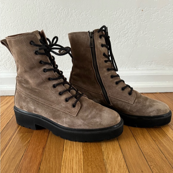 Paul Green Women Jackson Fine Brown Suede Combat Boots size 8US Austrian 5.5 - Picture 7 of 9